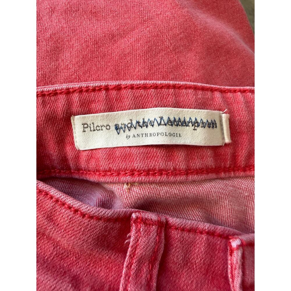 Pilcro & Letterpress x Anthropologie Coral Red High Rise Skinny Jeans Size 27 - Picture 6 of 10